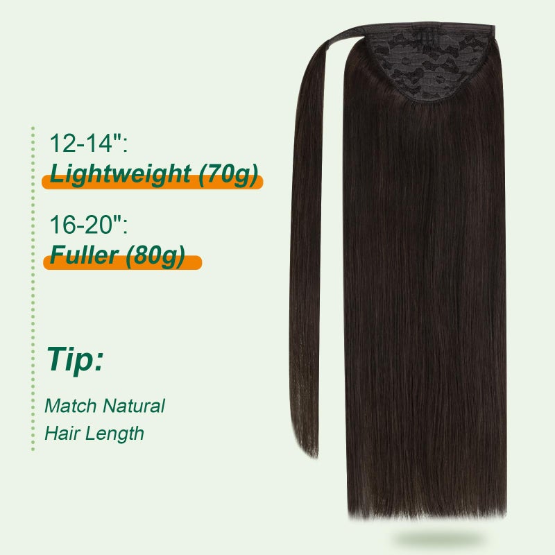 Easyouth Ponytail Extension Human Hair Brown Pony Tails Hair Extensions Dark Brown 12 Inch 70g Human Hair Ponytail Natural Look for Daily Wear - Image 5